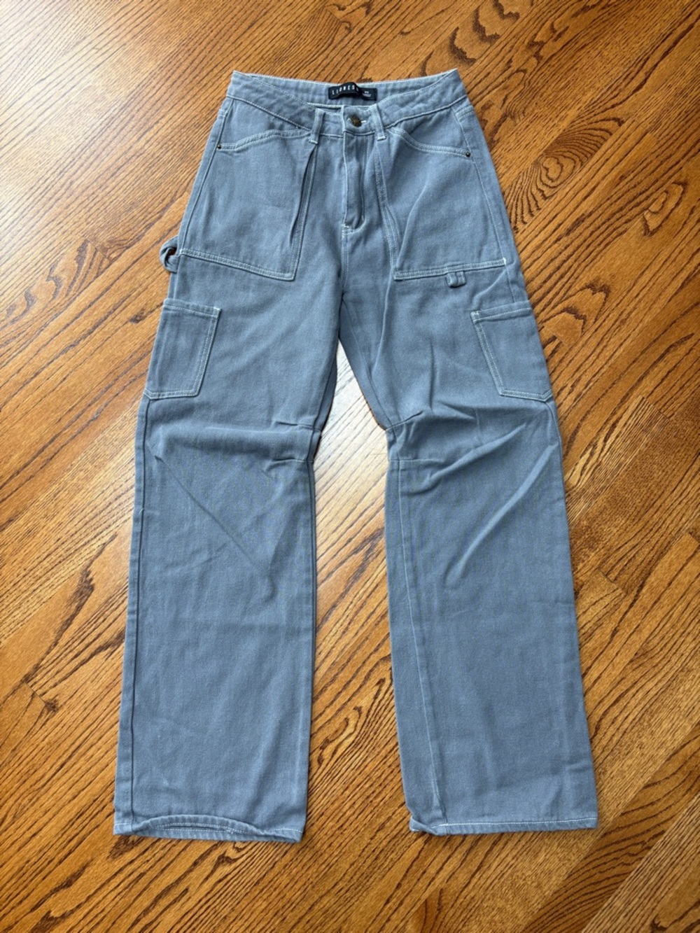 Lioness Miami Vice Women’s Steel Gray Wide Leg Cargo Pants Jeans - Picture 2 of 10